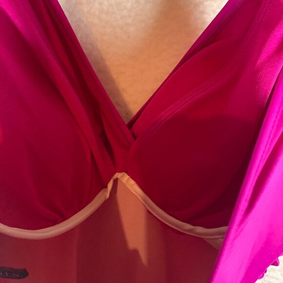 Ralph Lauren Women's Beach Club Twist Front One Piece‎ Pink Swimsuit Size 8 9384 - Picture 7 of 9
